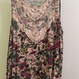Lace bib floral Tank